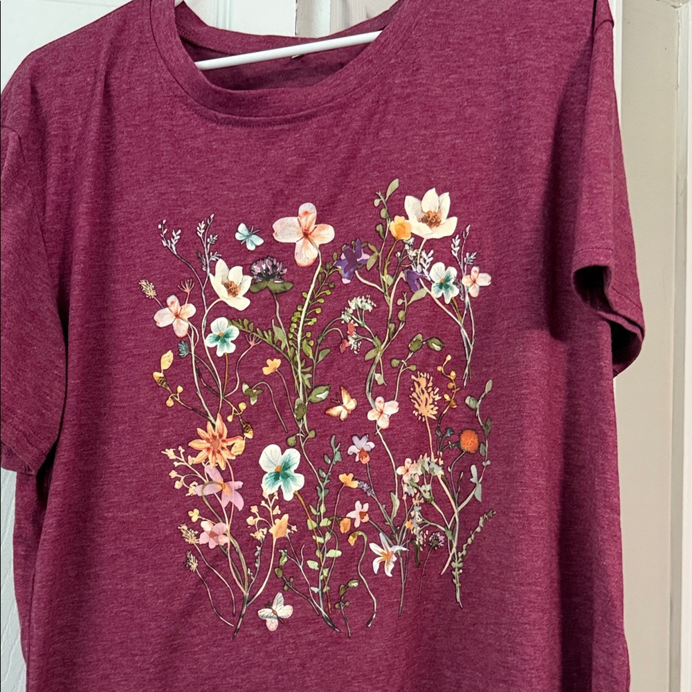 Floral Embroidered Women's Top - Maroon